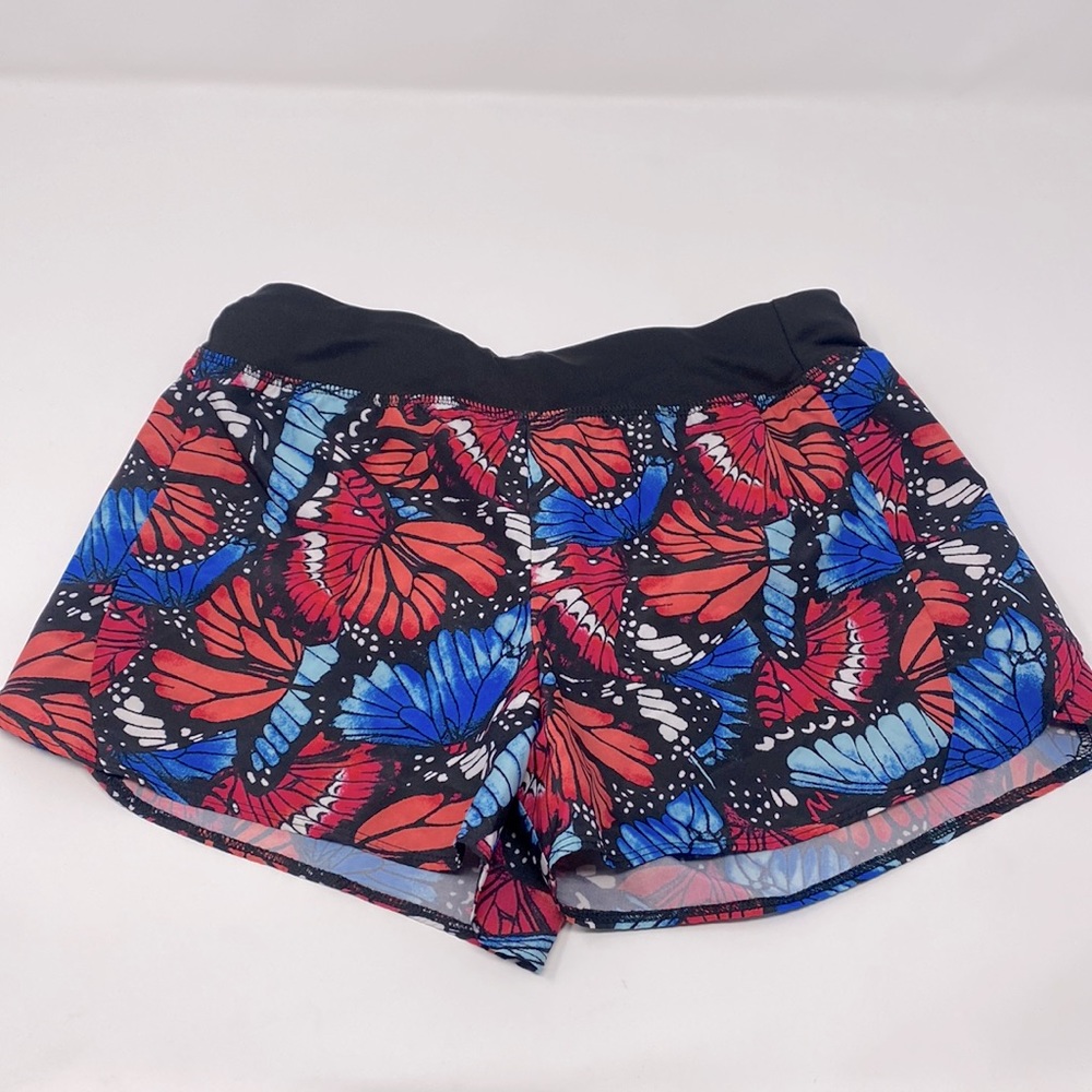 Athletic Works Blue Pink Black Butterfly Athletic Shorts Girl’s Size Large